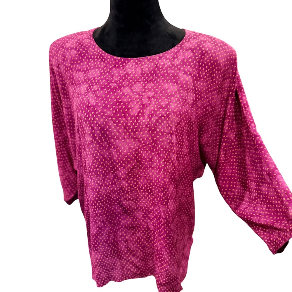 Vintage pink Polka Dot A Touch of Class Women's Blouse Shoulder Pads 80's Large